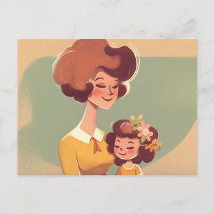 Mother and Daughter 70s Postcard