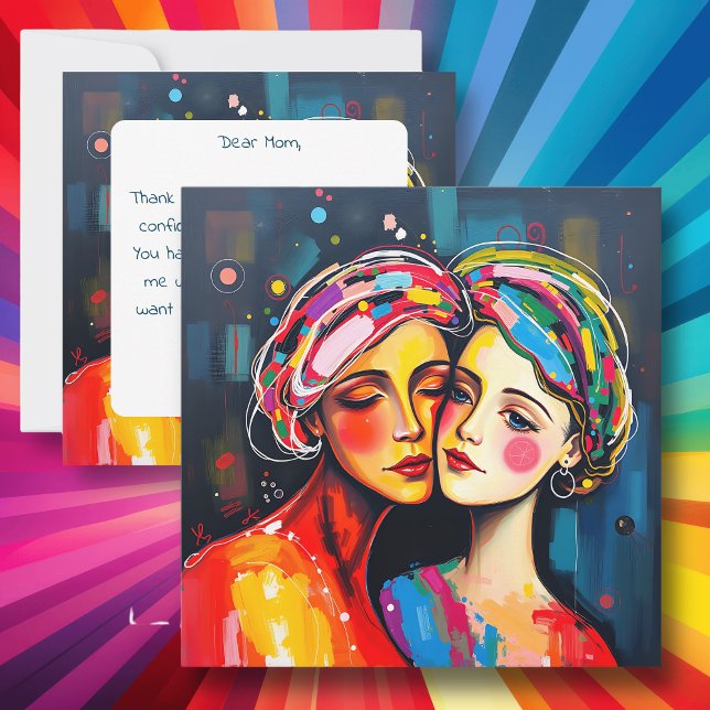 Mother and Daughter Abstract Art Mother's Day Card (Creator Uploaded)