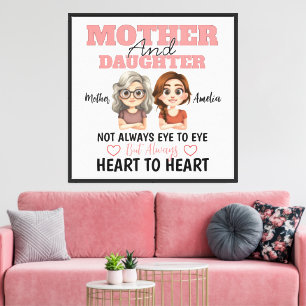 Mother and Daughter Across Distance Heart to Heart Canvas Print