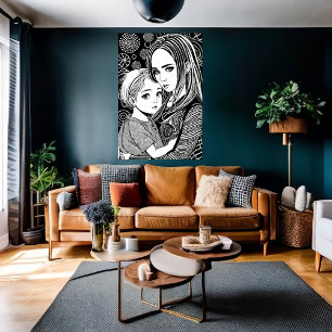 Mother and daughter   AI Art Poster