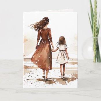 Mother And Daughter Beach Painting Card by dryfhout at Zazzle