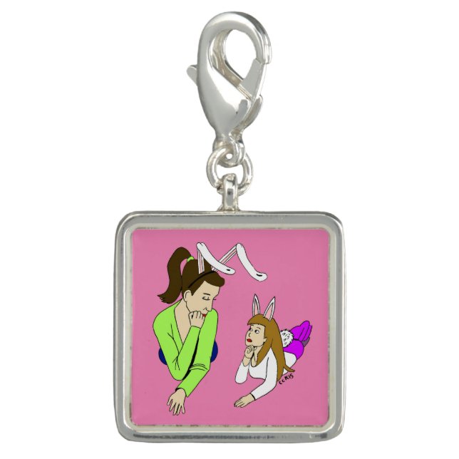 mother and daughter bunnygirls  charm (Front)