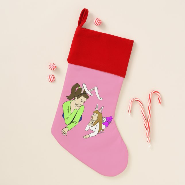 mother and daughter bunnygirls  christmas stocking (Front)
