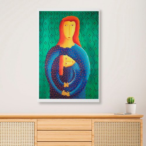 Mother And Daughter Contemporary Art Painting Faux Canvas Print