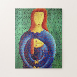 Mother And Daughter Contemporary Art Painting Jigsaw Puzzle