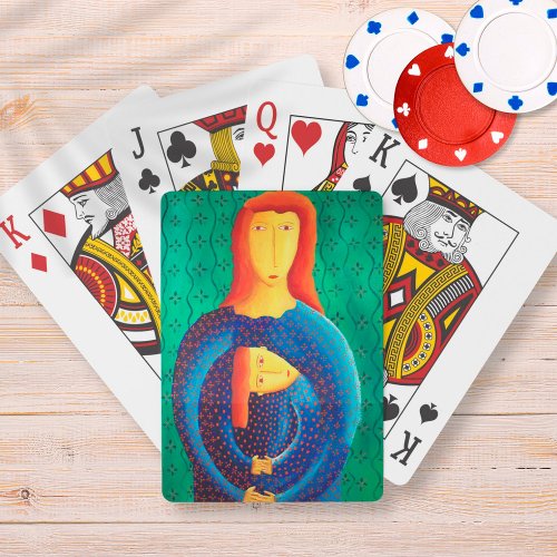 Mother And Daughter Contemporary Art Painting Poker Cards