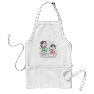 Mother and Daughter Cooking Together Adult Apron