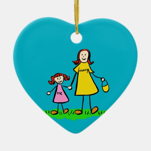 Mother and Daughter Custom Family Art Ornaments (Front)