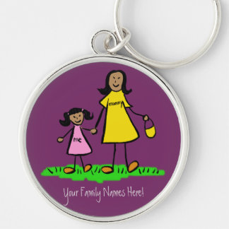 Mother and Daughter Custom Family Name Keychain