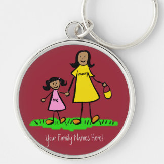 Mother and Daughter Custom Family Name Keychain