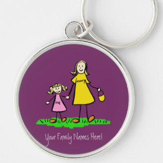 Mother and Daughter Custom Family Name Keychain