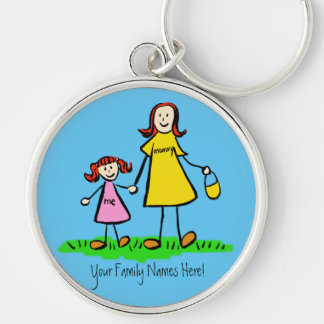 Mother and Daughter Custom Family Name Keychain