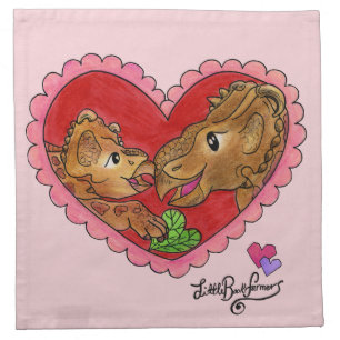 Mother and Daughter Dinosaur Cloth Napkins Pink