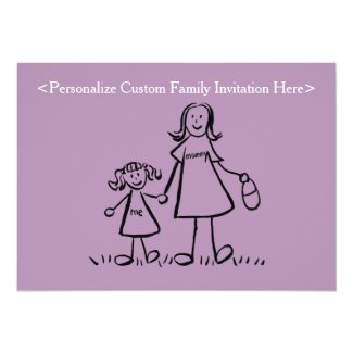 Mother and Daughter Family Art Custom Invitations