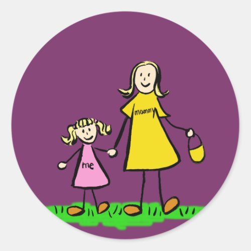 Mother and Daughter Family Characters Art Stickers