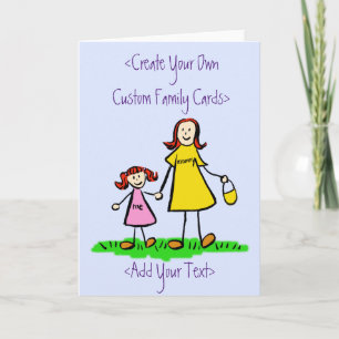 Mother and Daughter Family Custom Greeting Card