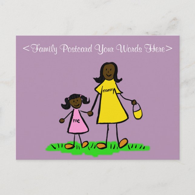 Mother and Daughter Family Customized Art Postcard (Front)