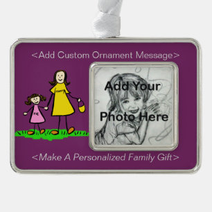 Mother and Daughter Family Cute Custom Ornament