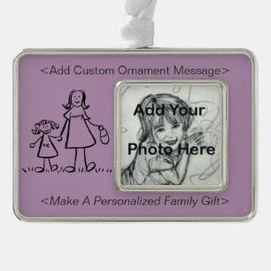 Mother and Daughter Family Cute Custom Ornament