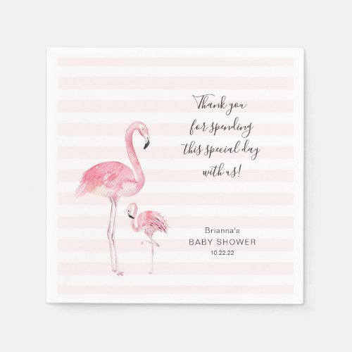 Mother and daughter flamingo baby shower napkin