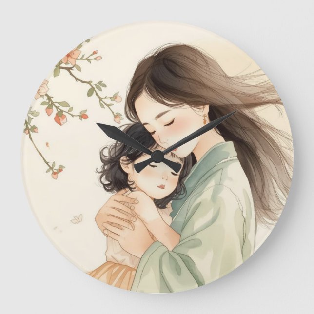 Mother and Daughter Floral Bronze Wall Clock (Front)