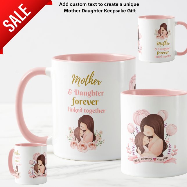 Mother and Daughter Forever Linked Illustrated Art Mug (Creator Uploaded)