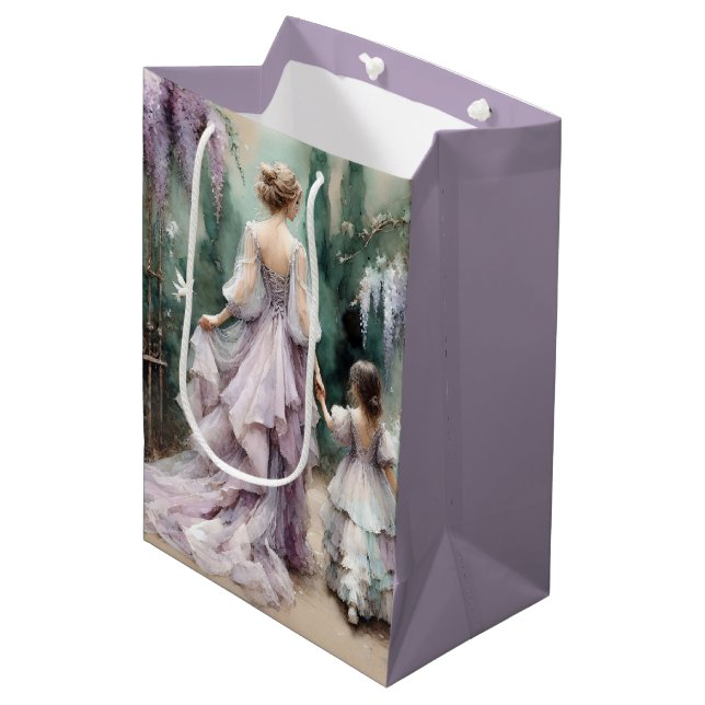 Mother And Daughter In Wisteria Garden Medium Gift Bag (Front Angled)