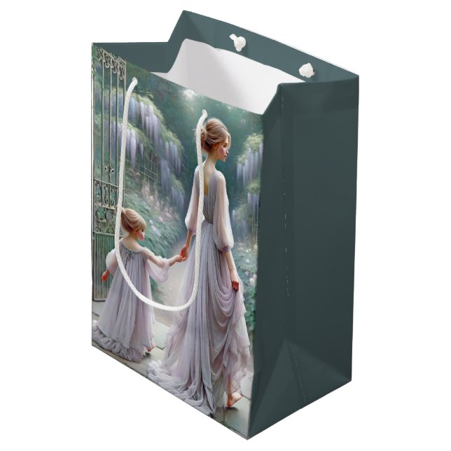 Mother And Daughter In Wisteria Medium Gift Bag (Front Angled)