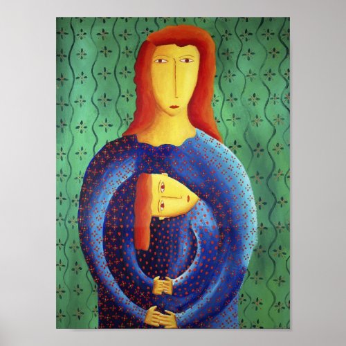 Mother And Daughter Modern Painting Art Print