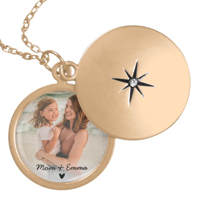 Mother and Daughter Necklace, Custom Keepsake Gift Gold Plated Necklace (Front)