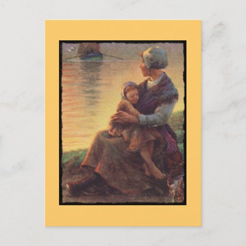 Mother and Daughter on Shore Postcard