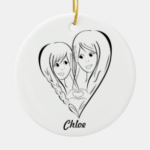 Mother and Daughter Ornament * Heart Hands *