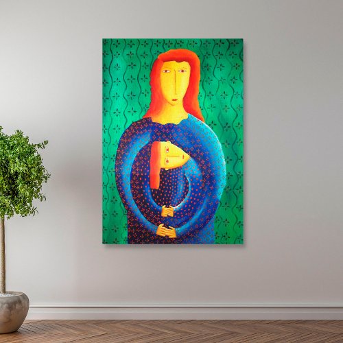 Mother And Daughter Painting Contemporary Art Canvas Print
