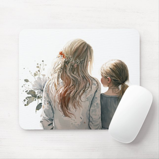 Mother And Daughter Portrait Mouse Pad (With Mouse)