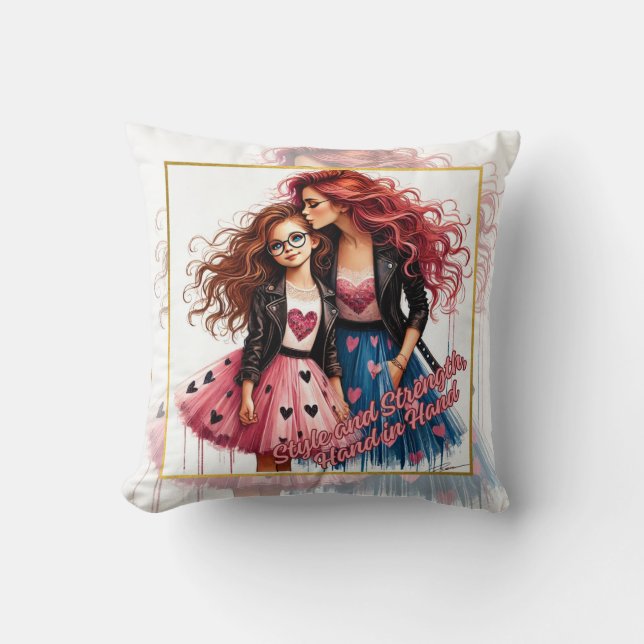 Mother and Daughter Throw Pillow (Front)