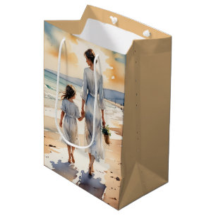 Mother and Daughter Walking the Beach Medium Gift Bag