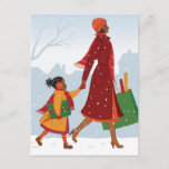 Mother And Daughter With Gift And Shopping Bag Postcard at Zazzle