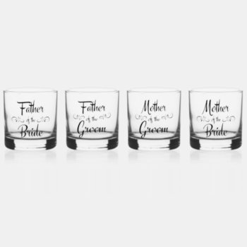 Mother And Father Of Bride And Groom New Inlaws Whiskey Glass by BridalSuite at Zazzle
