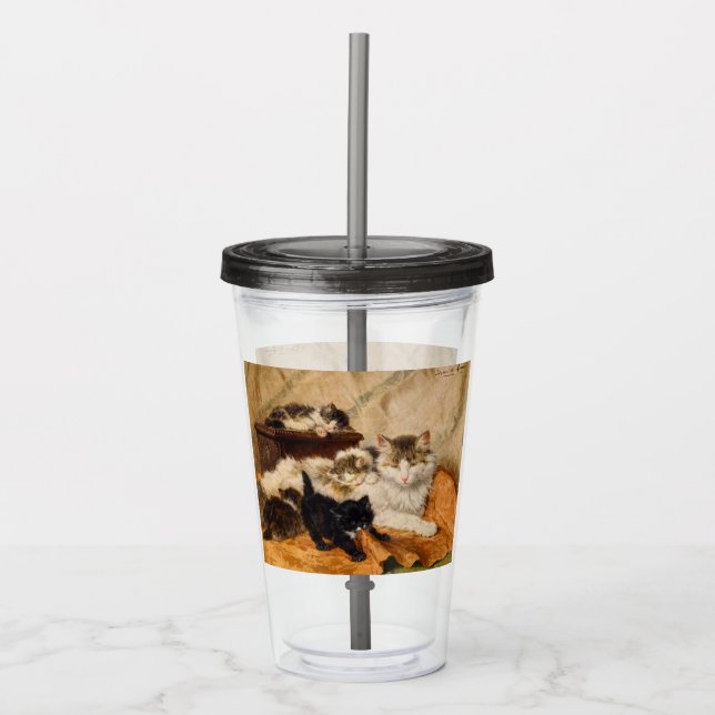 Mother and Her Kittens Acrylic Tumbler (Front)