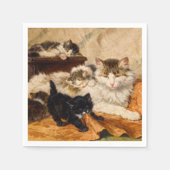 Mother and Her Kittens Napkins (Front)