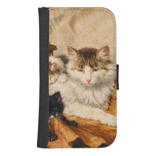 Mother and Her Kittens Galaxy S4 Wallet Case