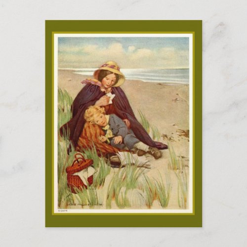 Mother and Son at the Seaside Postcard