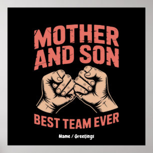 Mother and Son Best Team Ever Happy Mother's Day Poster
