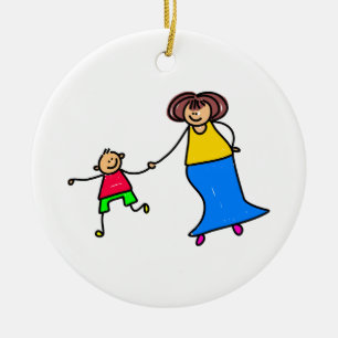 Mother And Son Ceramic Ornament