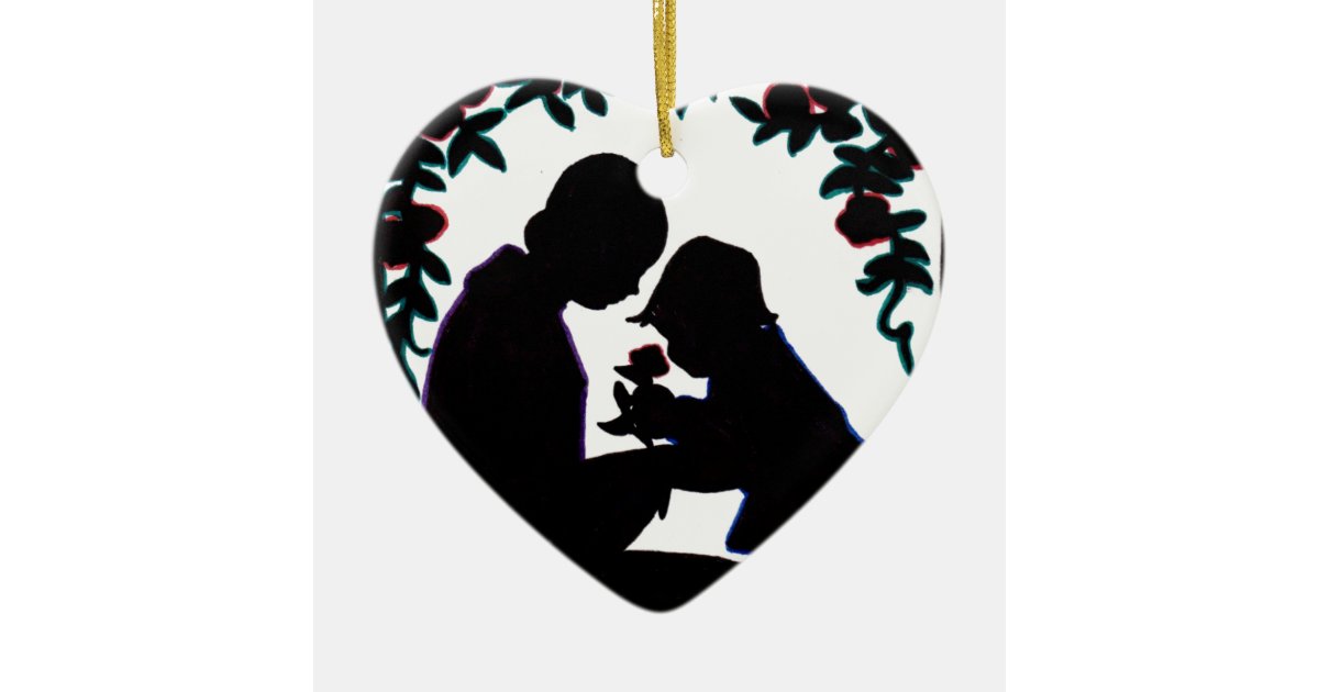 Mother and son ceramic ornament