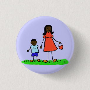 Mother and Son Custom Family Characters Pin Button