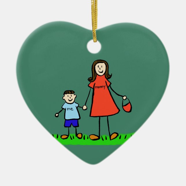 Mother and Son Custom Mommy Family Art Ornaments (Front)