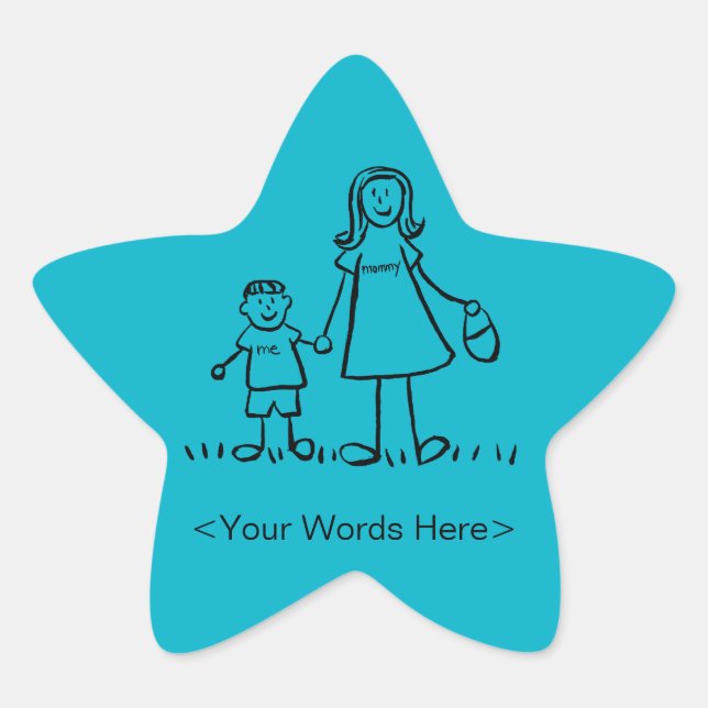 Mother and Son Family Character Custom Mom Sticker (Front)