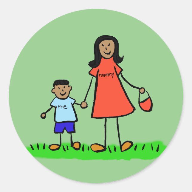 Mother and Son Family Characters Mommy Stickers (Front)