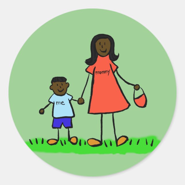 Mother and Son Family Characters Mommy Stickers (Front)